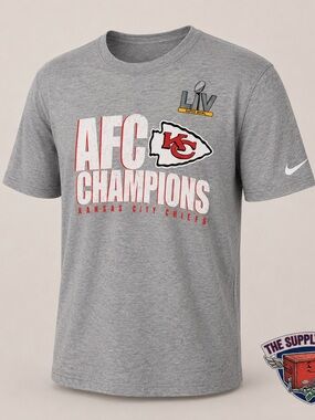 Nike Men’s Kansas City Chiefs AFC Champions Super Bowl LV Gray T Shirt L